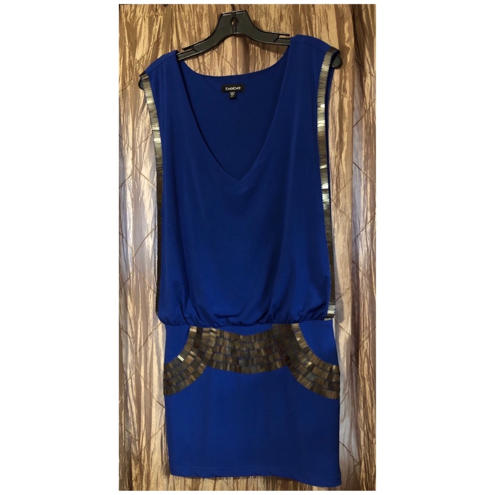 Bebe royal blue beaded dress